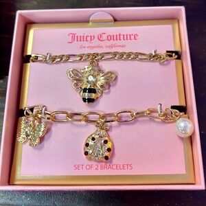 Juicy Couture Charm Bracelet Set Bee Butterfly Ladybug